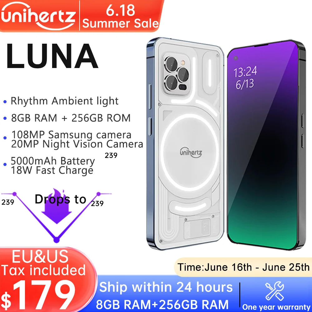 Luna Smartphone Rhythm Ambient Light 8GB 256GB 108MP G99