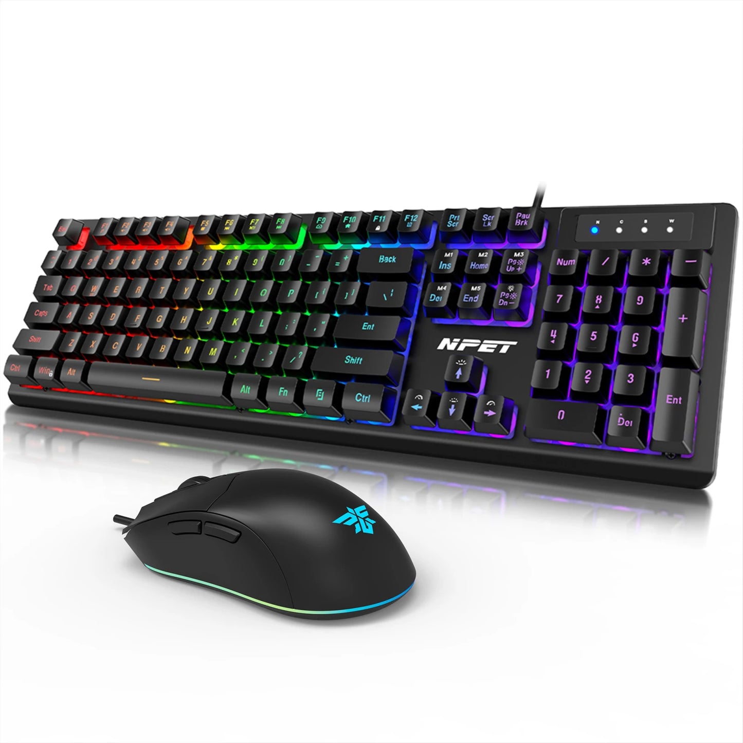 Gaming Keyboard, 104 Keys Wired, with RGB Backlit, for Windows Laptop PC black