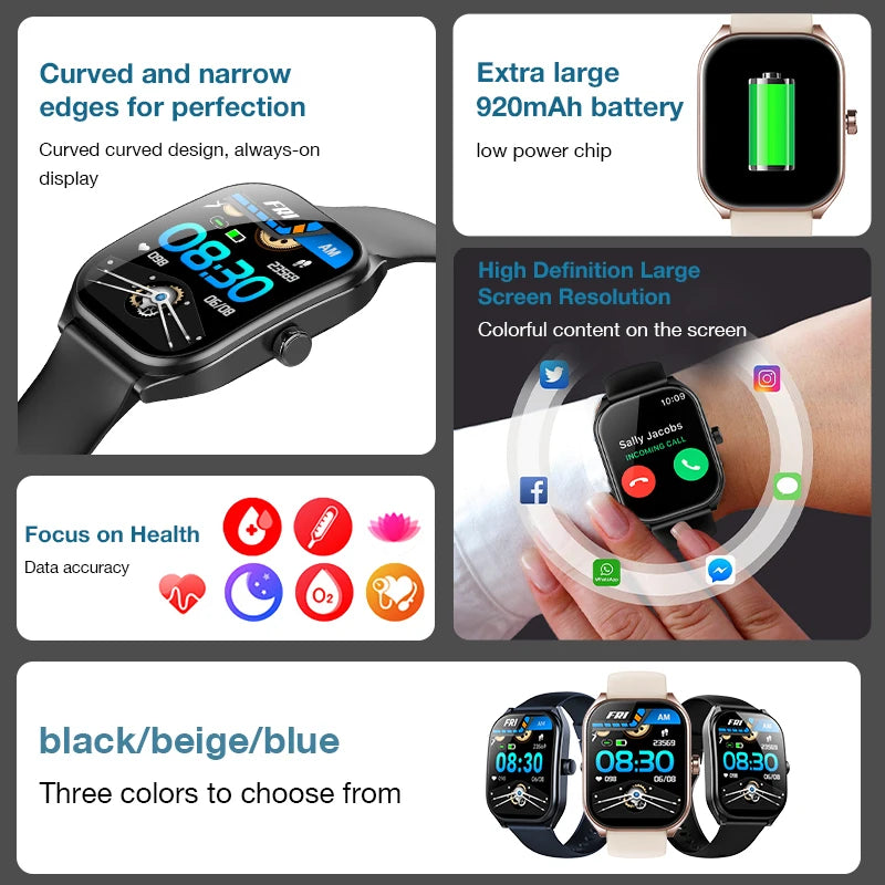 Smartwatch Men Call Sports Waterproof Watches Fitness Bracelet Women