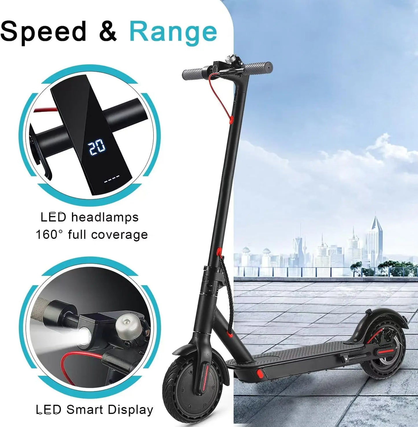 E-Scooter Foldable Waterproof Adult Electric Scooter 8.5Inches Explosion-Proof