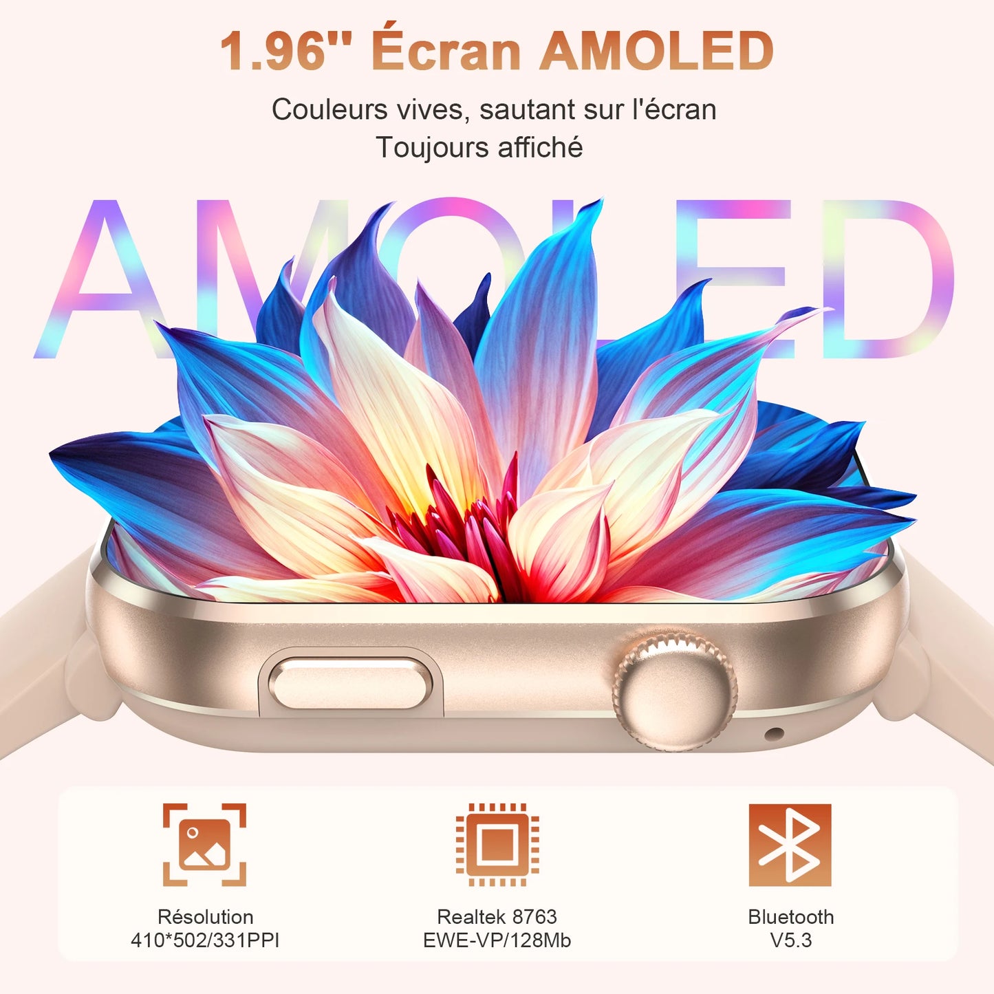 New Bluetooth Smartwatch 1.96'' AMOLED HD Display Men Women Smart Watches