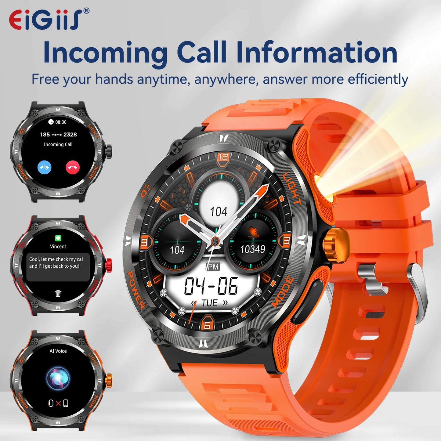 Smart Watch 3ATM Waterproof men Sport With Compass bluetooth