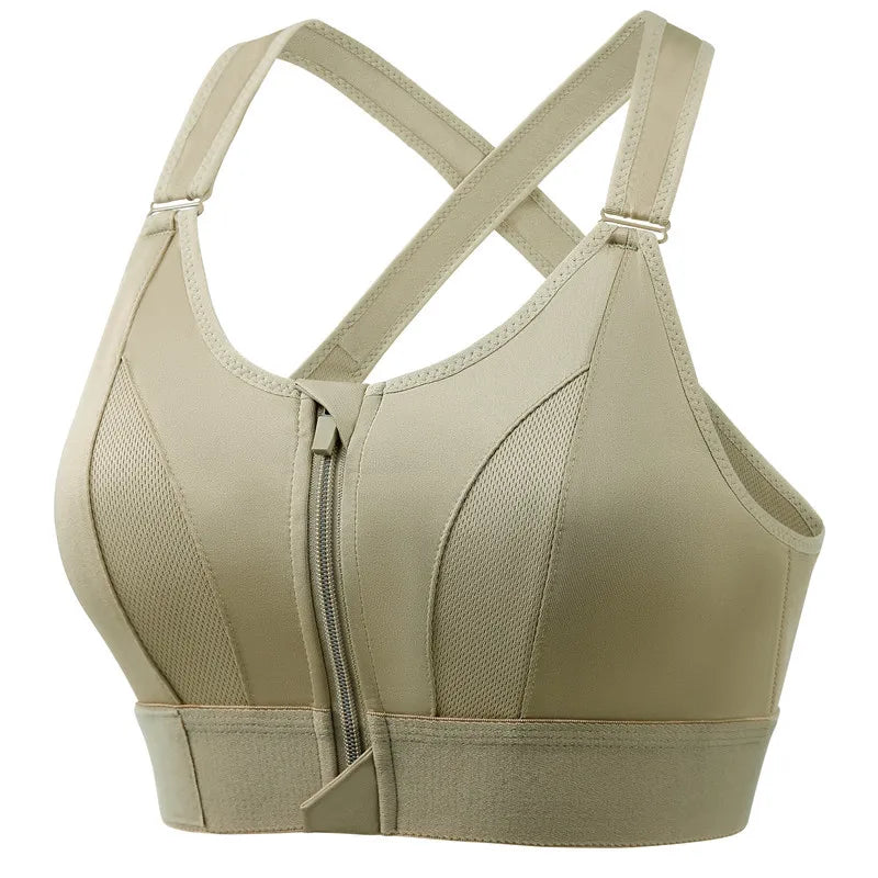 Adjustable Front-Zip Sports Bra. It's a shockproof, wire-free