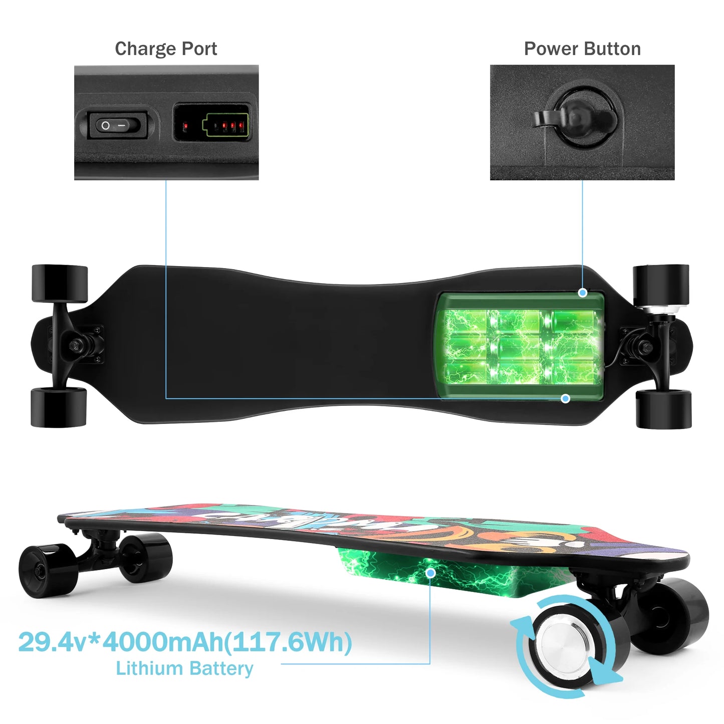 Electric Skateboards with Remote, 350W Powerful Motor, 12.4MPH