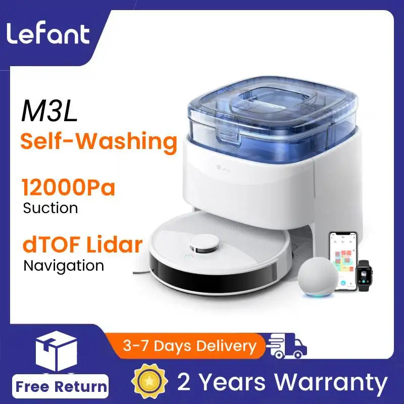 Robot Vacuum Cleaner with Mapping, 12000Pa Suction, Emptying Station, Automatic Washing and Drying,