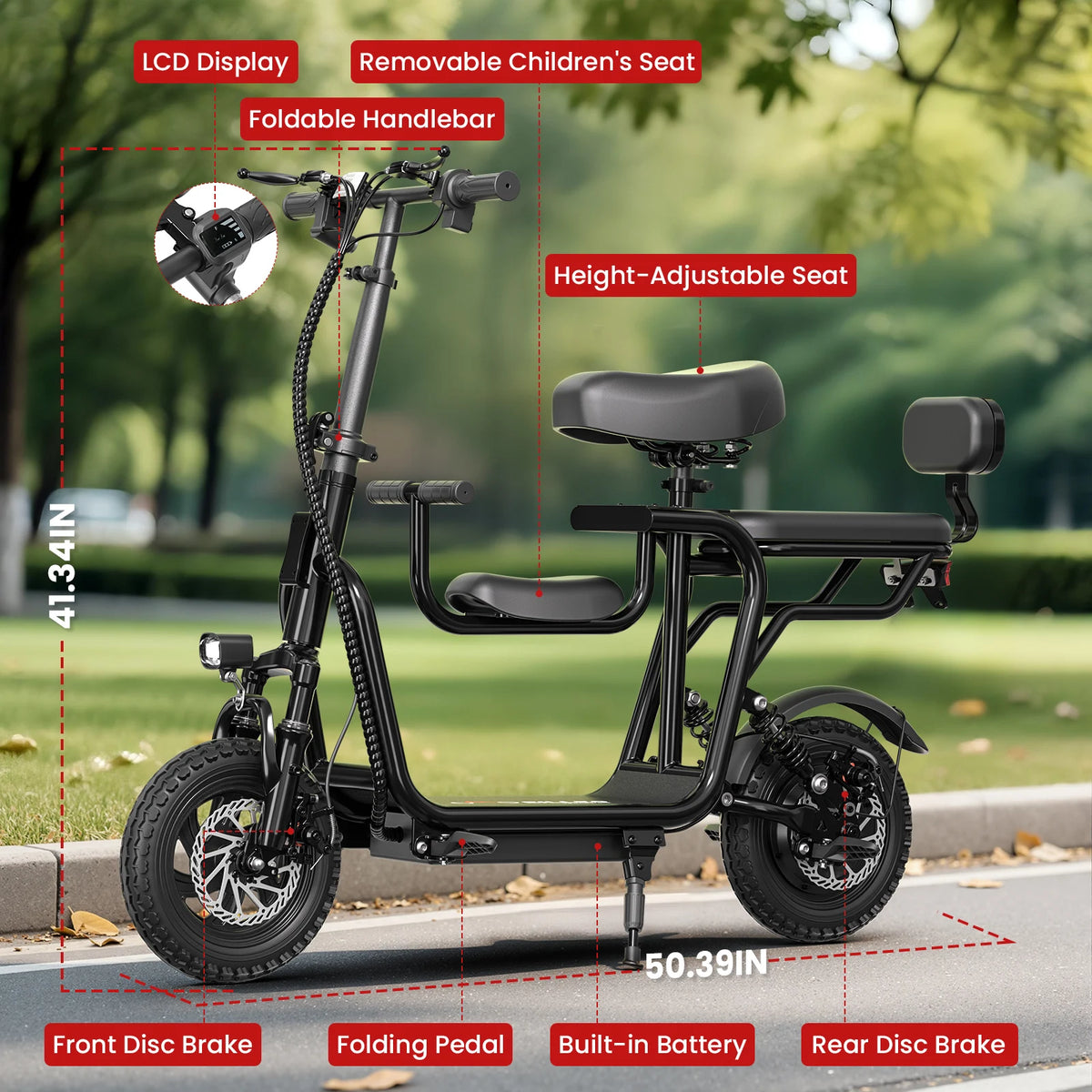 EILLEO Spacewalk 48V Electric Scooter with Seat for Adults, 750W Peak Motor, 18.75MPH Top Speed & 20 Mile Long Range, 14" Pneumatic Tires & Dual Disc Brakes, Foldable with Removable Seat & LCD Display