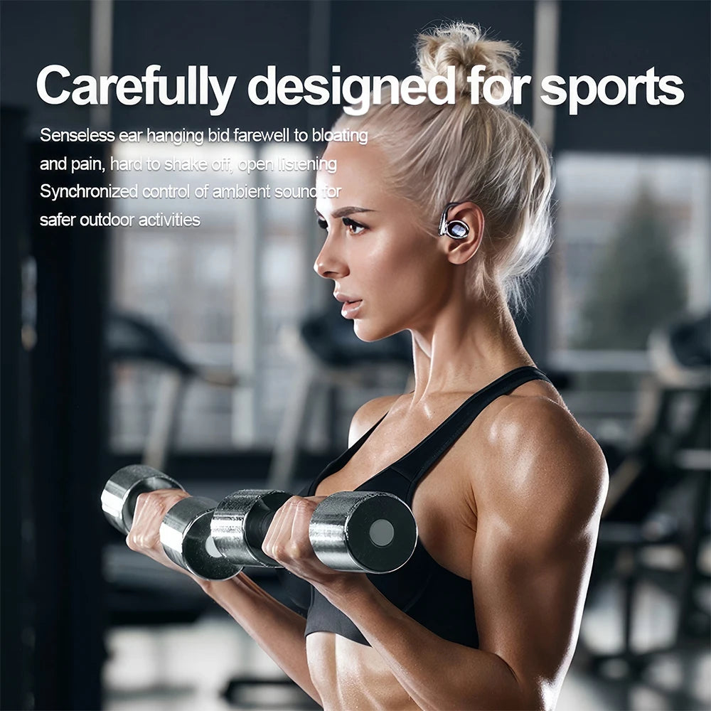 Open Ear Headphones Bluetooth 5.3 Wireless Earbuds with Earhooks for Office /Leisure