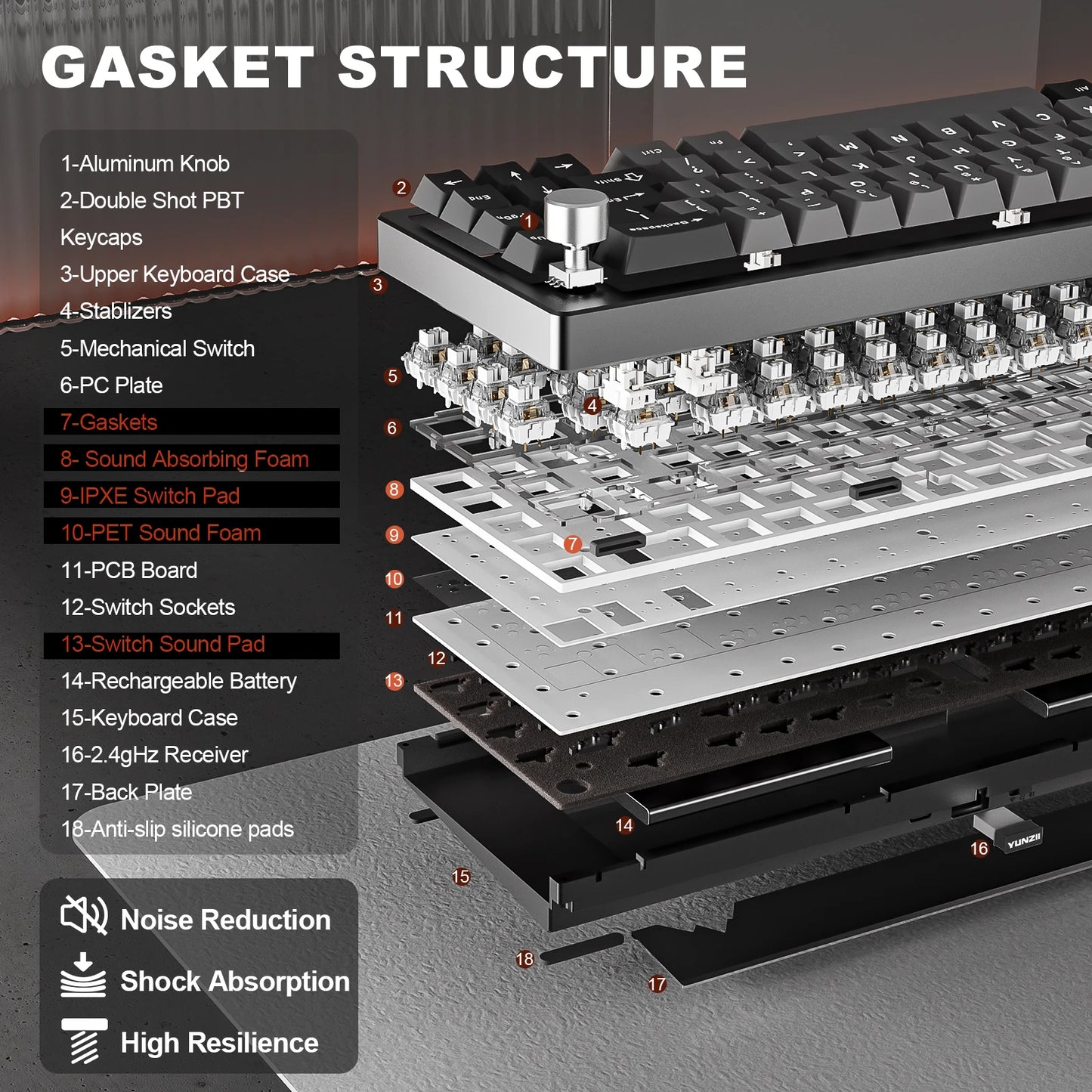 AL68 Silver Wireless Custom Mechanical Keyboard, Aluminum Keyboard,