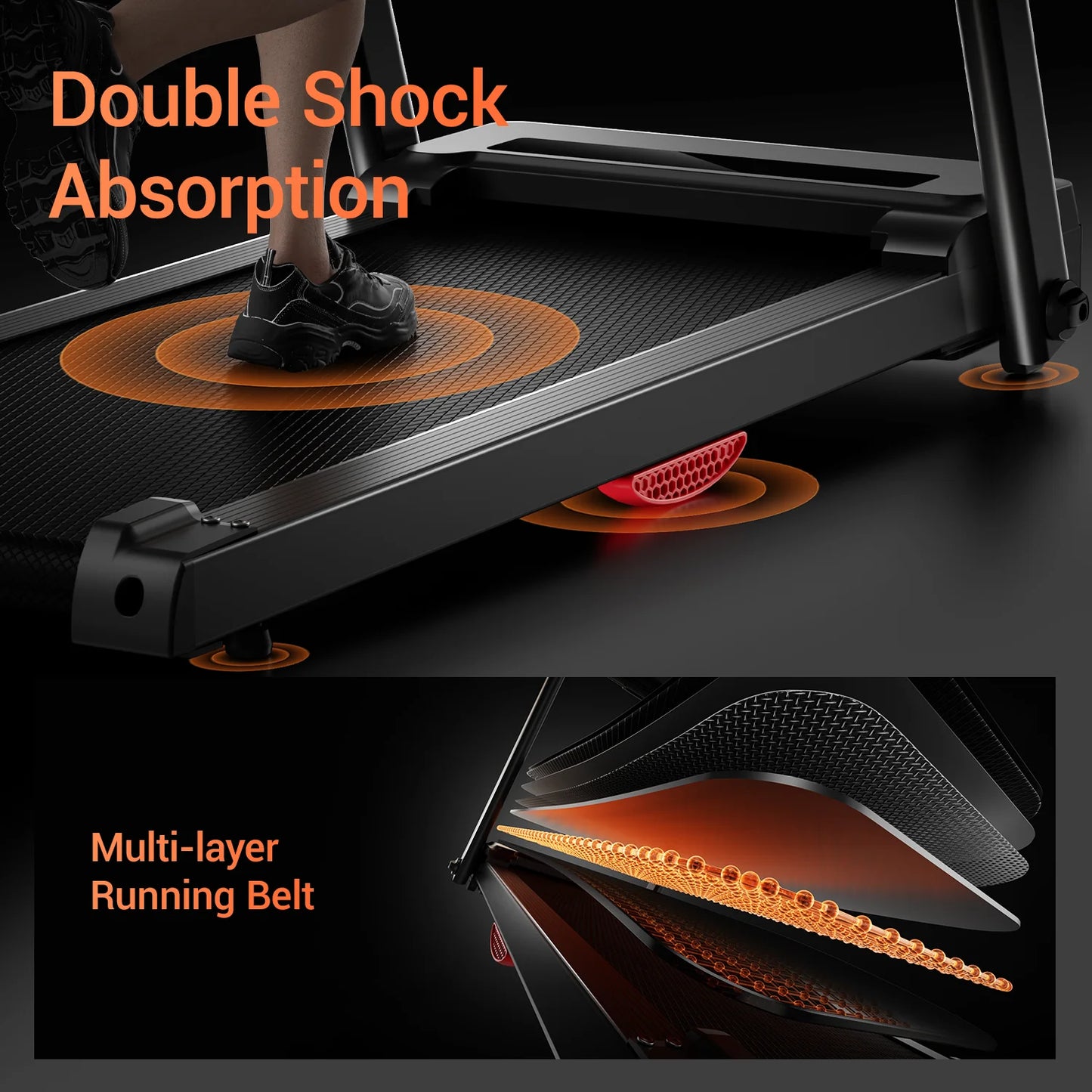 3.0HP Brushless Foldable Home Treadmill | 300LB Capacity | HR Monitor