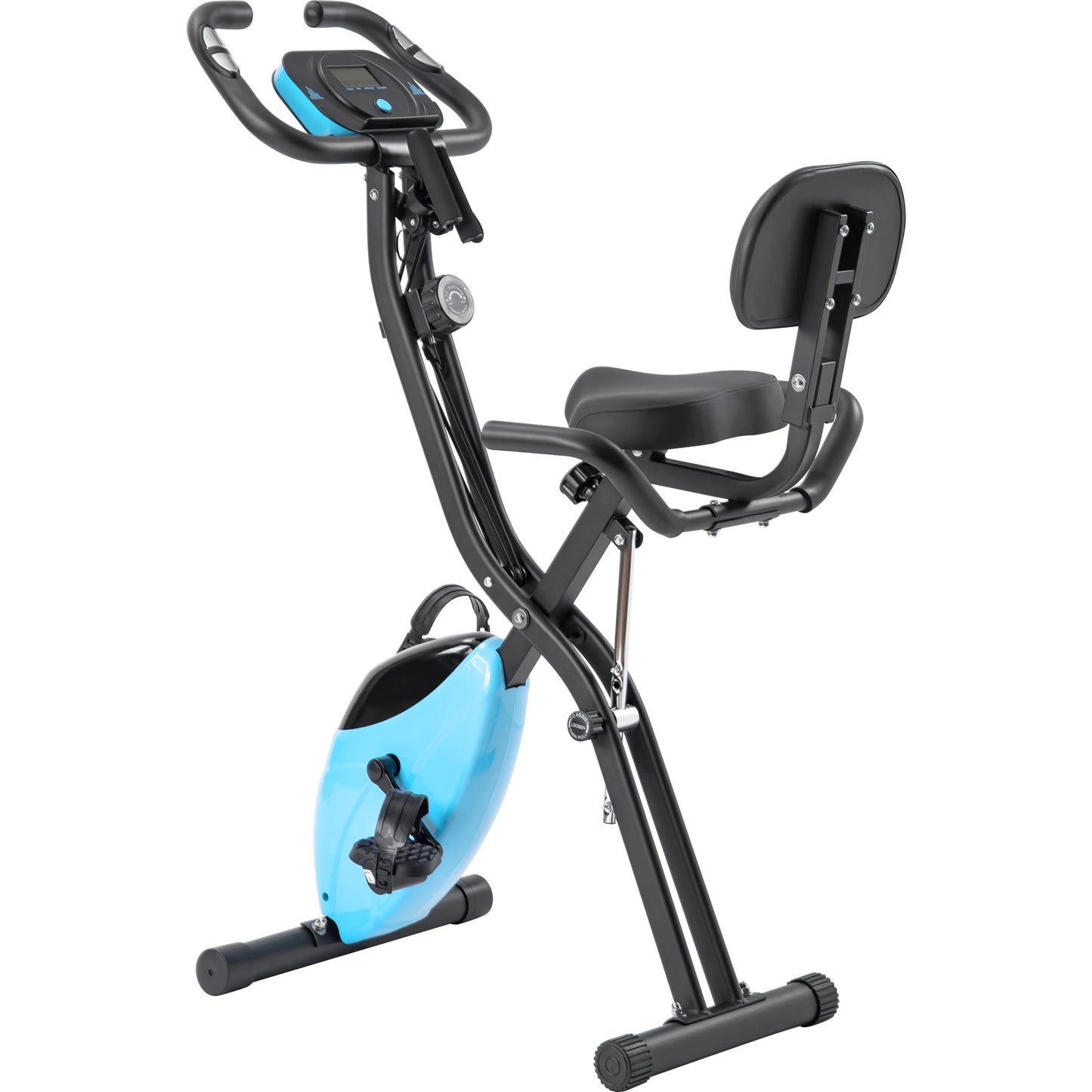 Metal Folding Exercise Bike Upright and Horizontal for Home Fitness