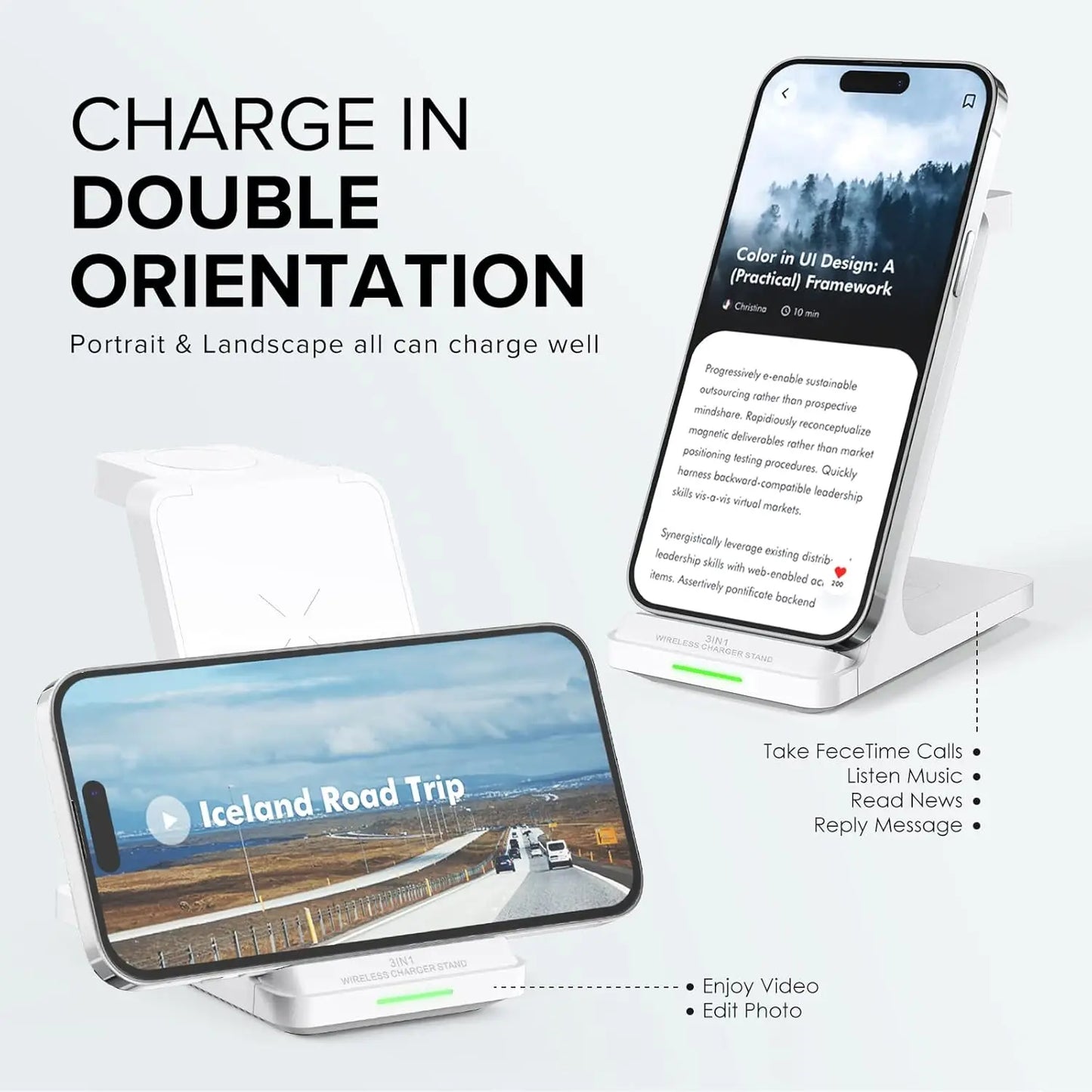 3 in 1 Fast Wireless Charging Station Stand for Apple Watch, iPhone, AirPods