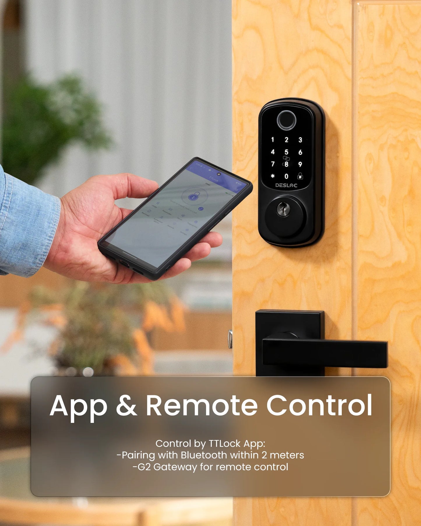 Fingerprint Smart Door Lock with 2 Lever Handles, App Control,