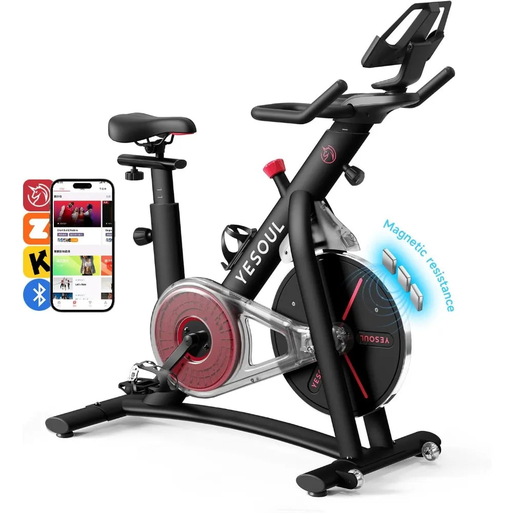 Exercise Bike for Home,Smart White Cycling Bike Magnetic Stationary Bike,