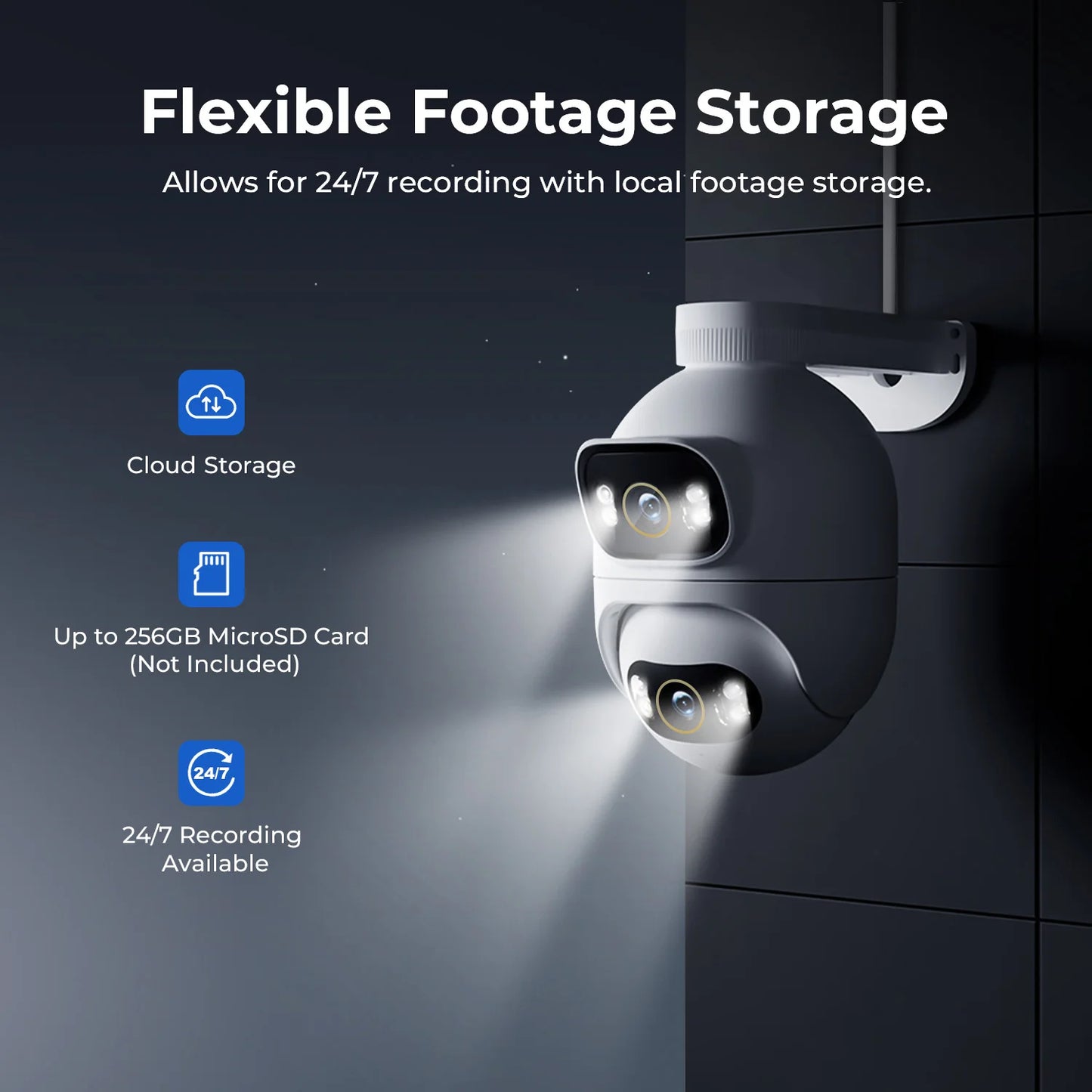 Outdoor Surveillance Camera Dual Lens 360°Colour Night Vision WiFi/LAN