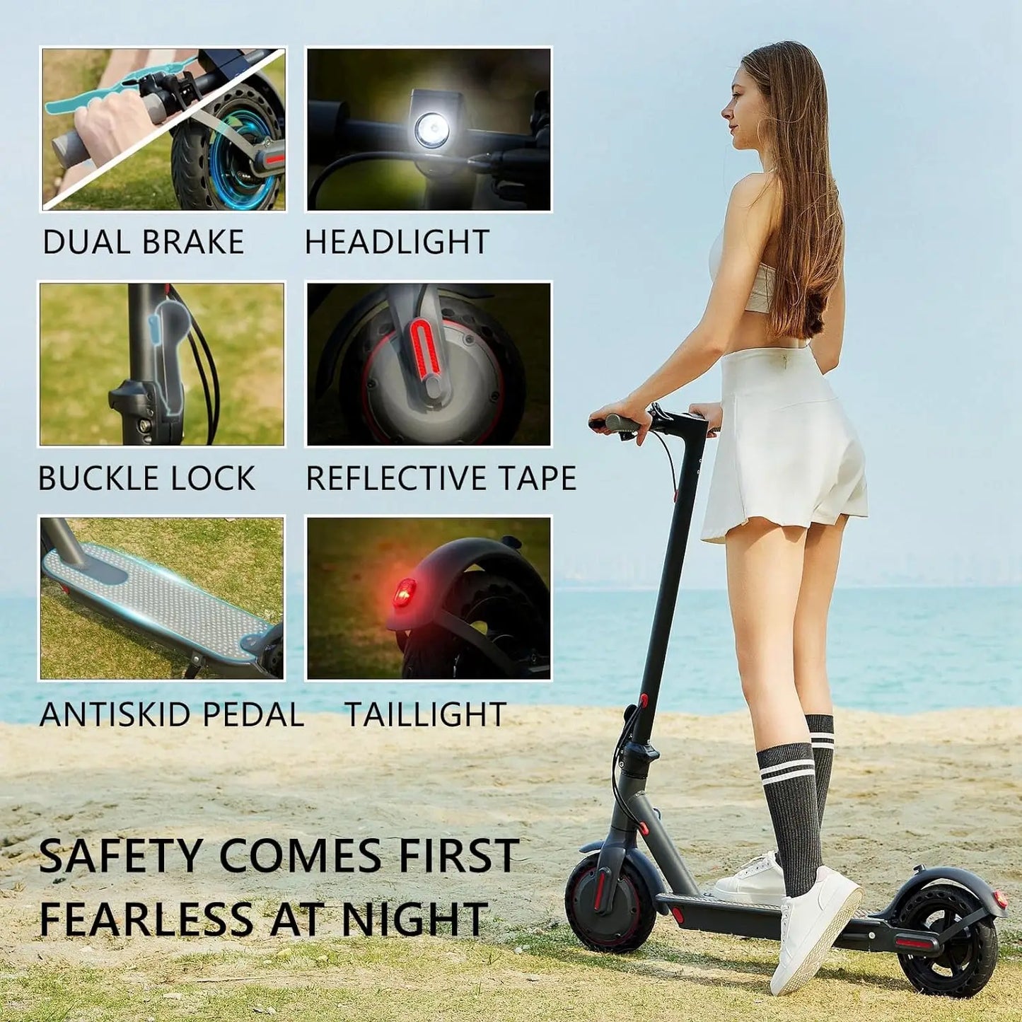 Electric Scooter High Capacity Battery 21Miles Long Range 19Mph