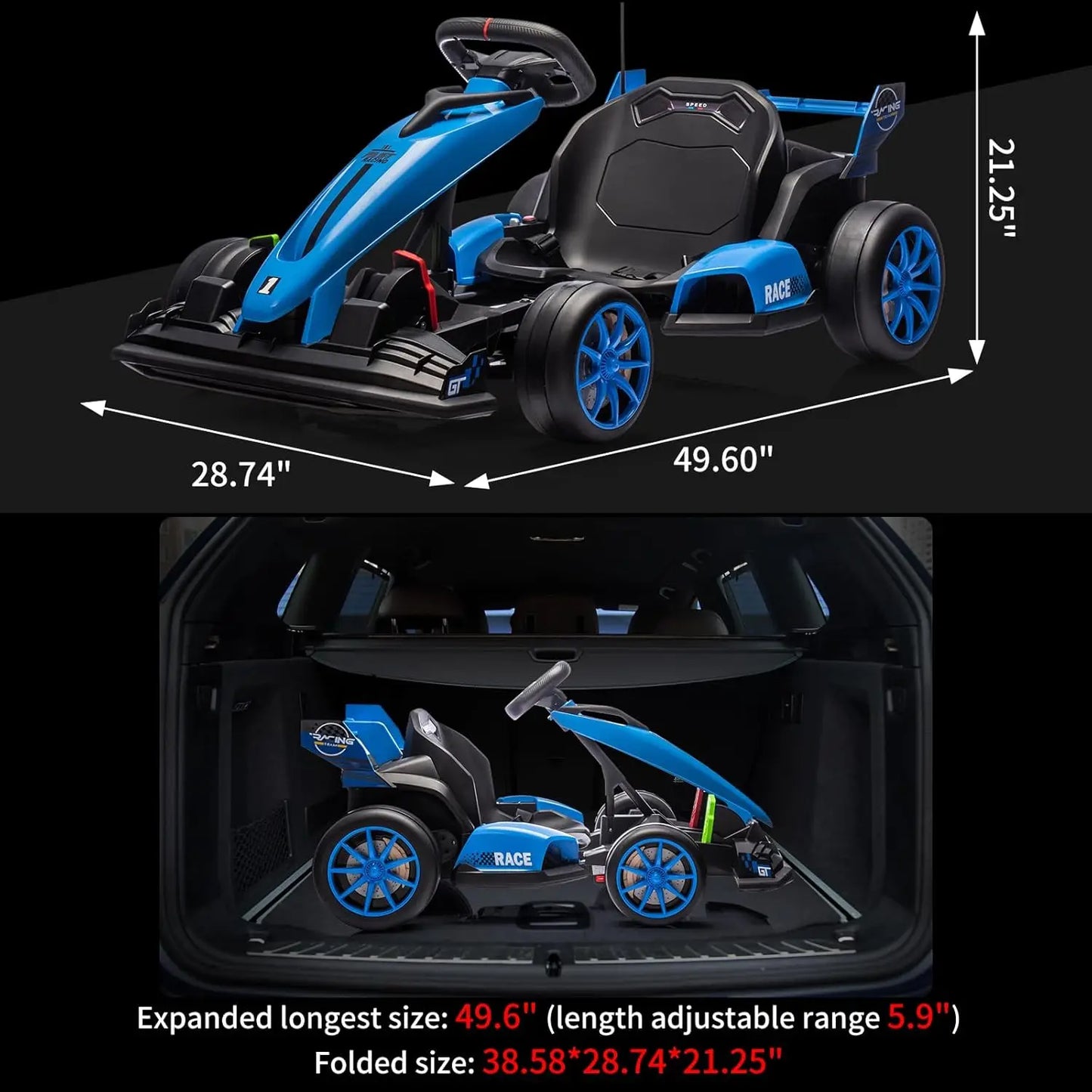 24V Go Kart, Electric Drift Kart Car with Adjustable Seat, Outdoor Ride