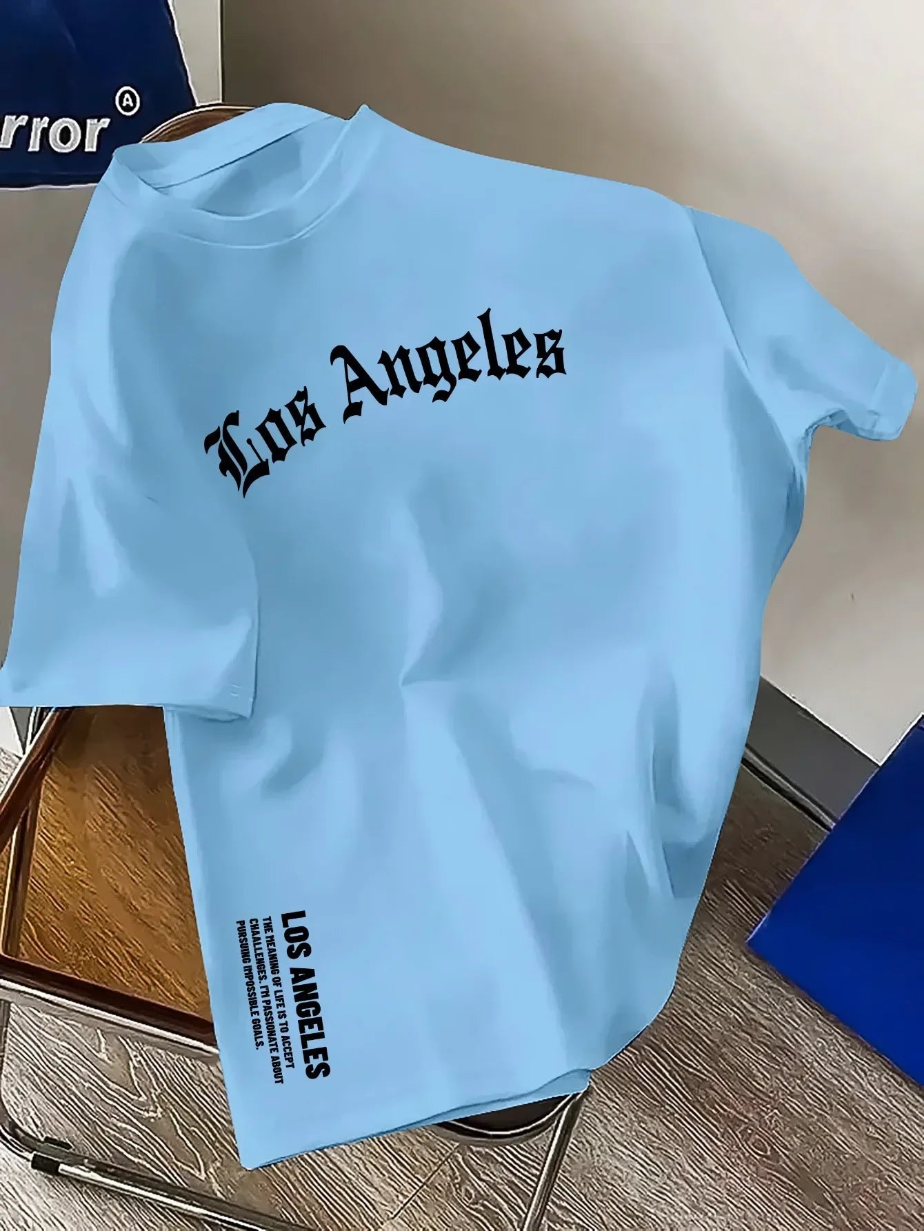 Men's Summer 100% Cotton Fashion Los Angeles Letter Printed Loose Large Casual
