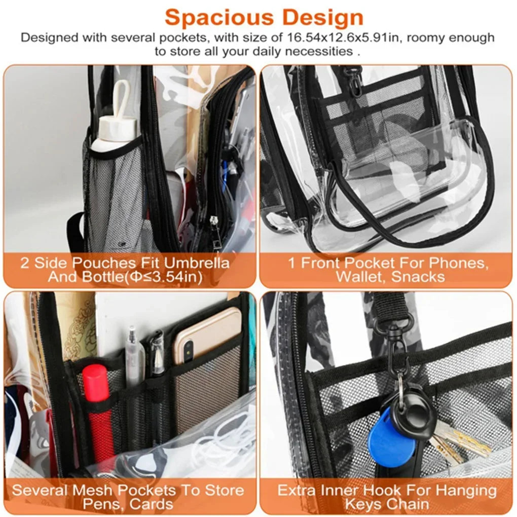Large Clear Backpack For School Bookbag Heavy Duty Transparent Backpack Waterproof