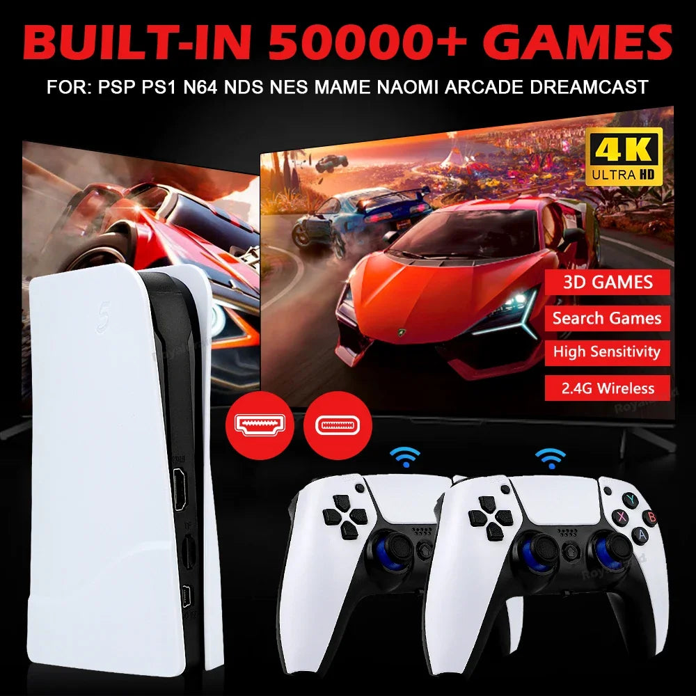 GB5 Video Game Console 256GB/128GB/64G 50000 + Retro Games HD TV Game Box 5 Two Gamepads