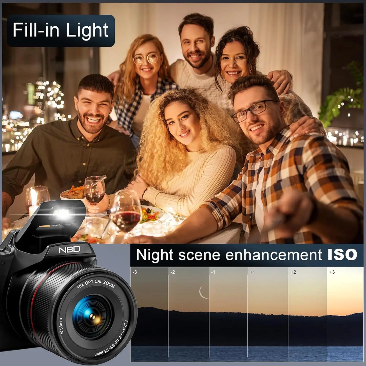 5K Digital Cameras For Photography, 16X Optical Zoom Camera With WiFi