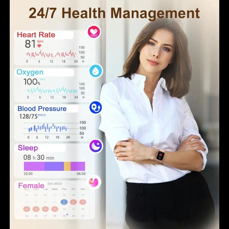 Smart Watch Fitness Tracker - , Music Player, Health & Fitness Monitor with Heart Rate,