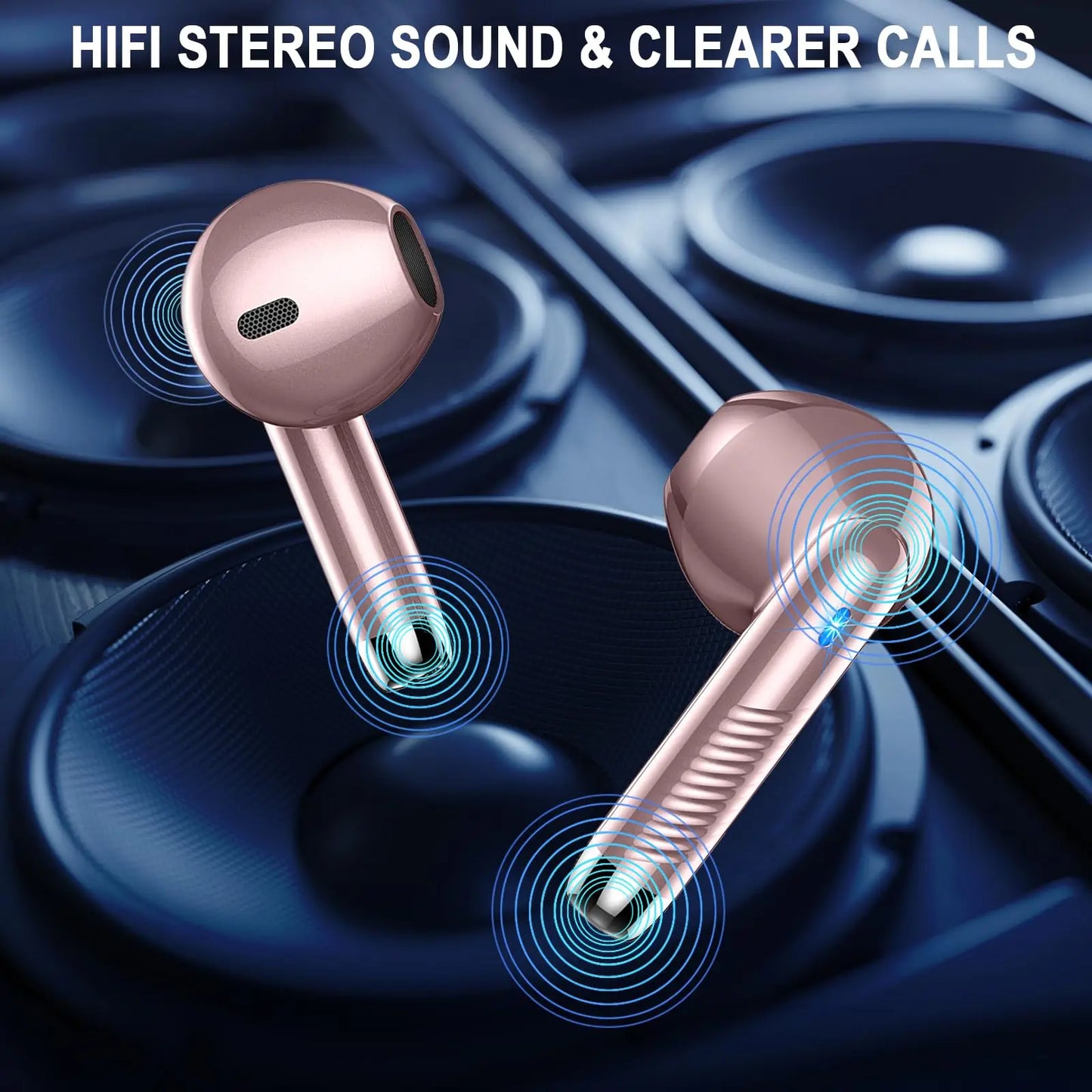 Wireless Earbuds, Bluetooth 5.3 Ear Buds LED Power Display Headphones,