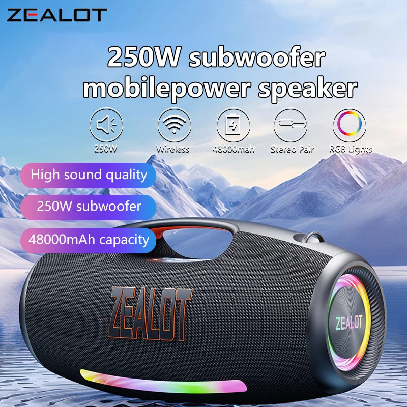 ZEALOT-S89 250W Portable Bluetooth Speaker High Volume Waterproof