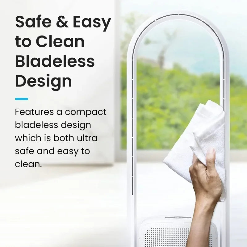 Bladeless Tower Fan and Air Purifier in one, True HEPA Filter 99.97%