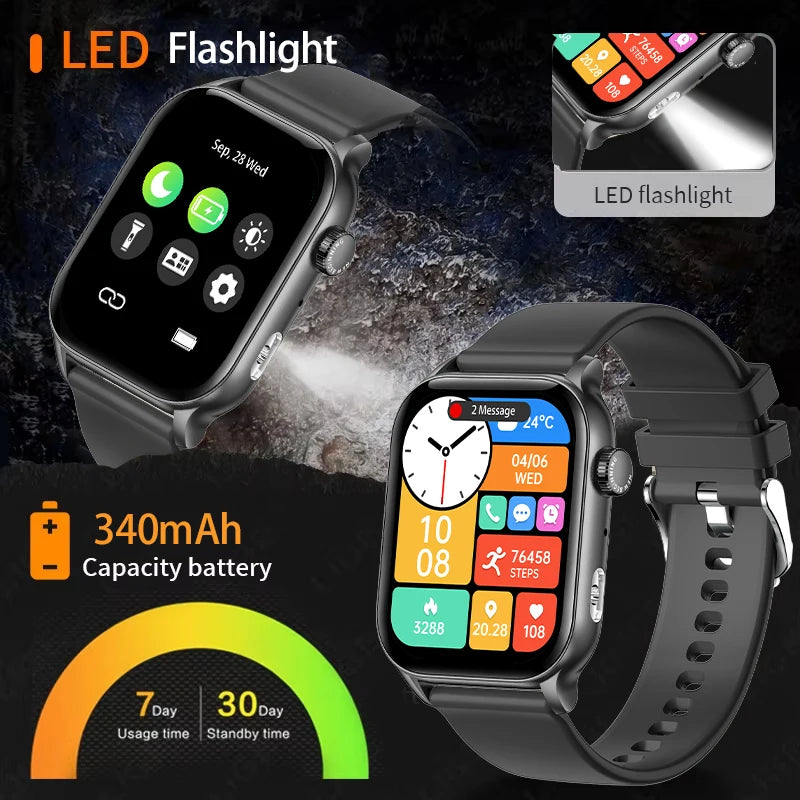 Smart Watch Bluetooth 100+ Sport Modes Custom Dial AI Assistant Smartwatch for Men Women