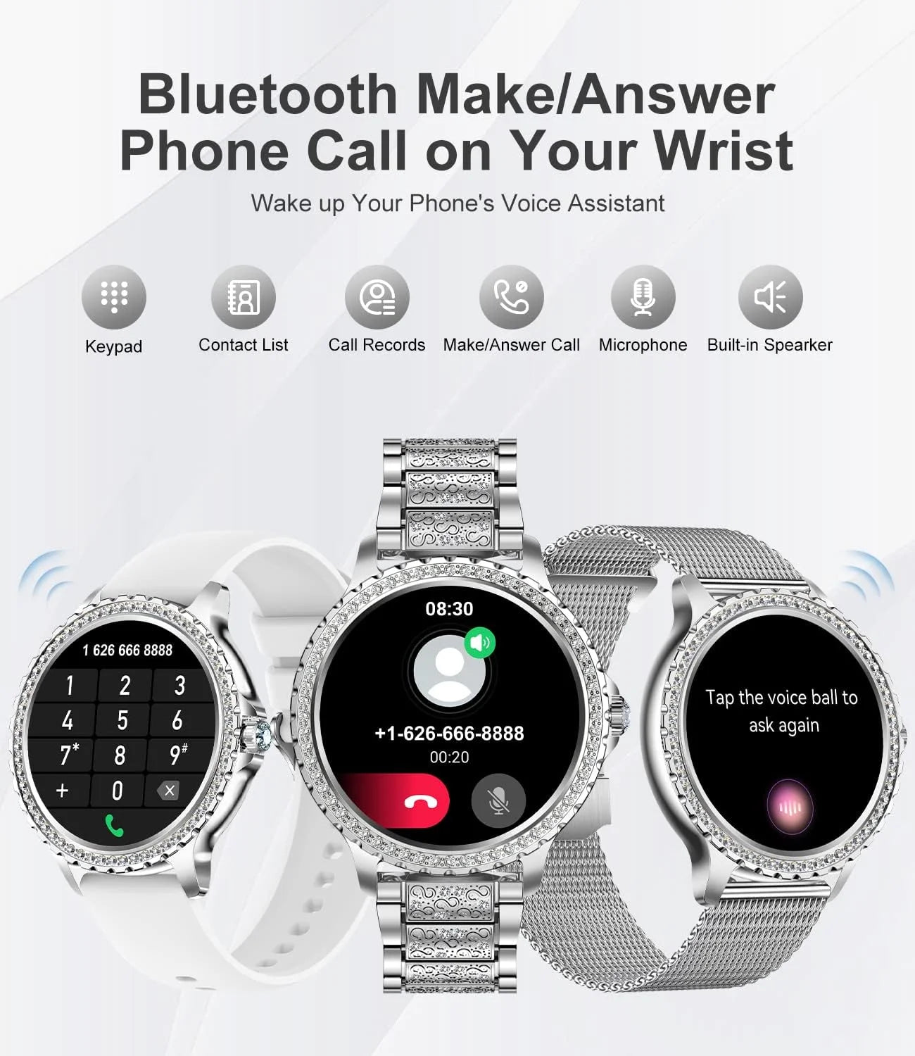 Smart Watches for Women, HD Fitness Tracker Watch with Answer