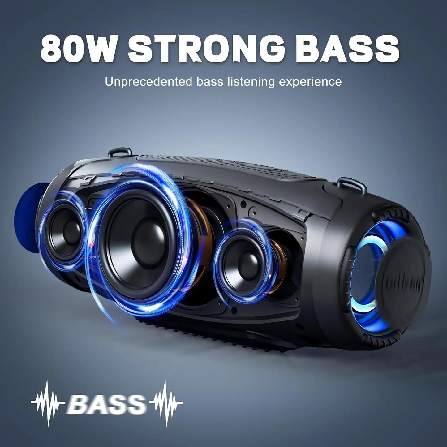 80W Bluetooth Speaker with Powerful Sound and Deep Bass