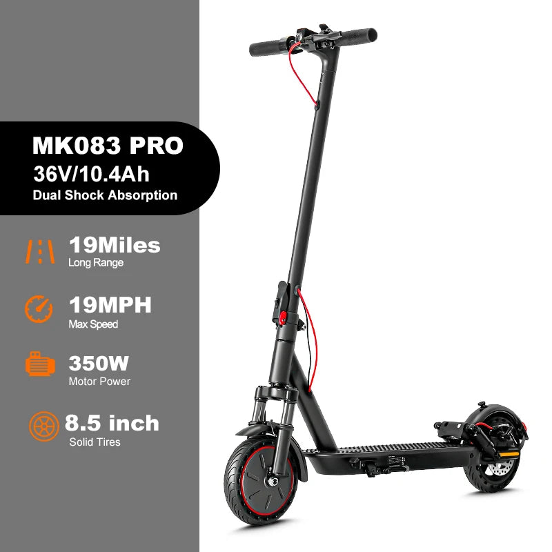 MK085 Pro Electric Scooter 350W 36V Max 19MPH Dual Shock Absorption 19Miles Long Range
