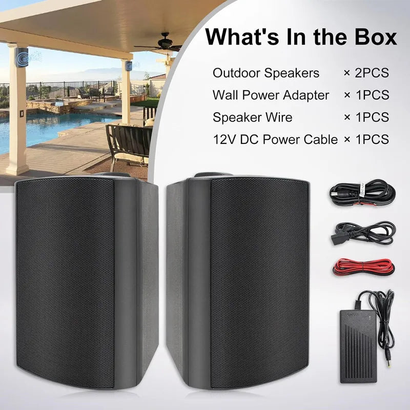 Herdio 2PCS 4'' Outdoor Bluetooth Speakers Waterproof Wired 200W