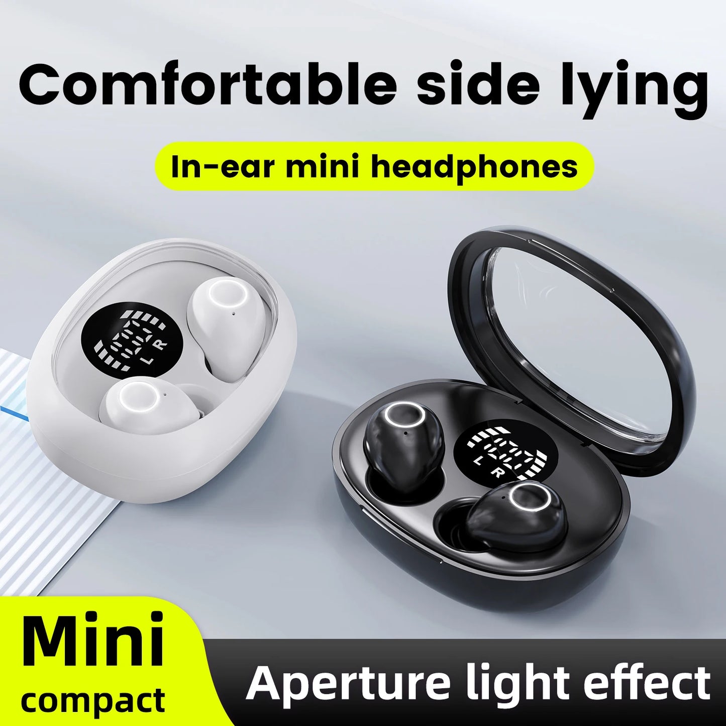 Invisible Sleep Wireless Bluetooth Earphone Headset with Mic,Smallest Tiny Earbuds Hidden Headphones Small Ears Sleep Buds