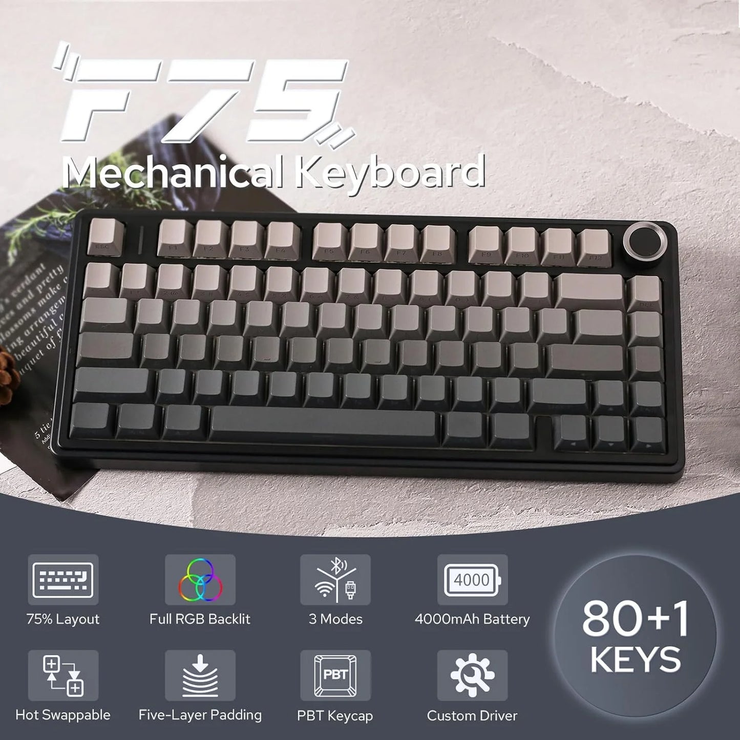 F75 Pro Gasket Mounted Wireless Gaming Mechanical Keyboard RGB