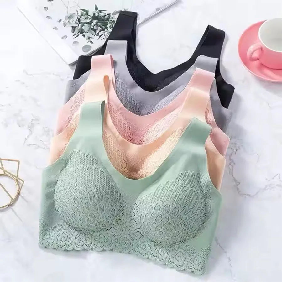 Secret Dig Women No Steel Ring Bar Push Up Lace Bustier Bra Thin Comfortable