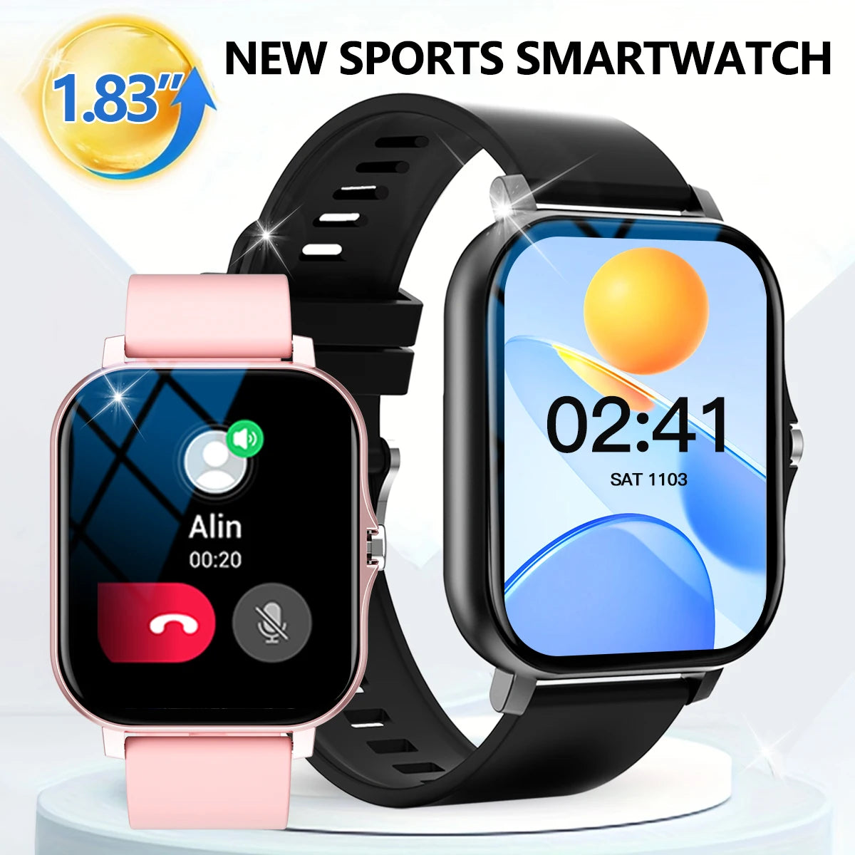 Outdoor sports smartwatch, wireless calling, information reminder, men's and women's