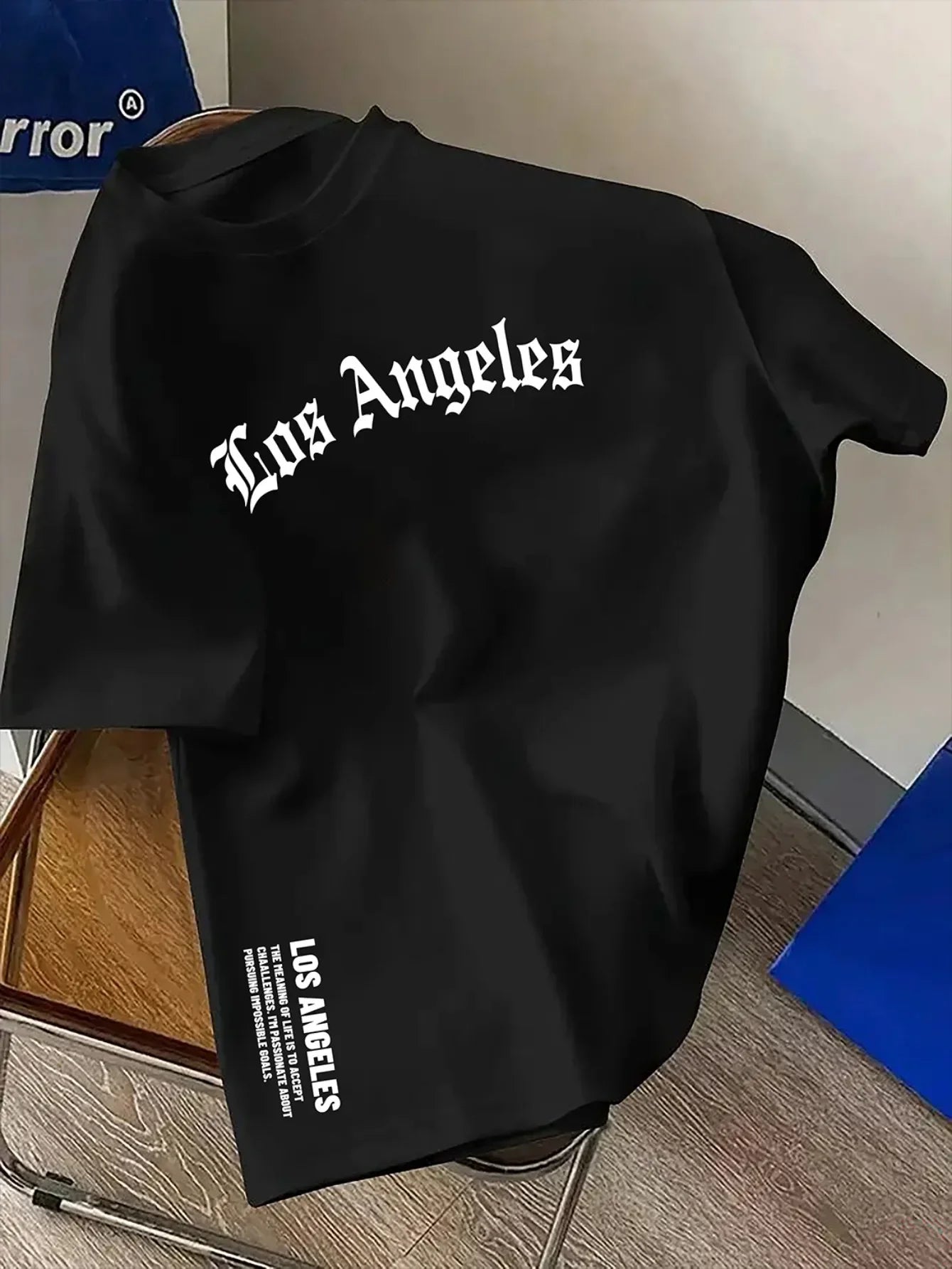 Men's Summer 100% Cotton Fashion Los Angeles Letter Printed Loose Large Casual