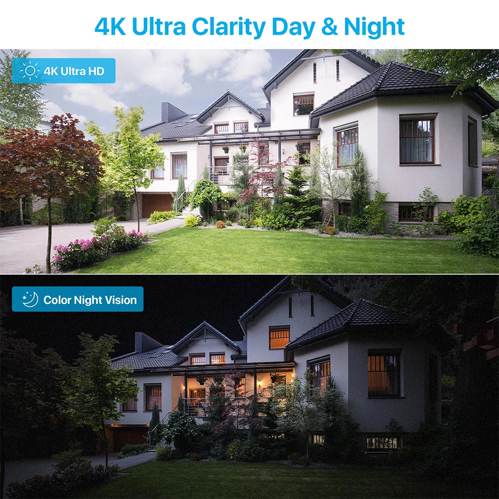 I 8MP CCTV System 8CH H.265+ 4K Ultra HD PoE NVR Kit Spotlight Siren Outdoor