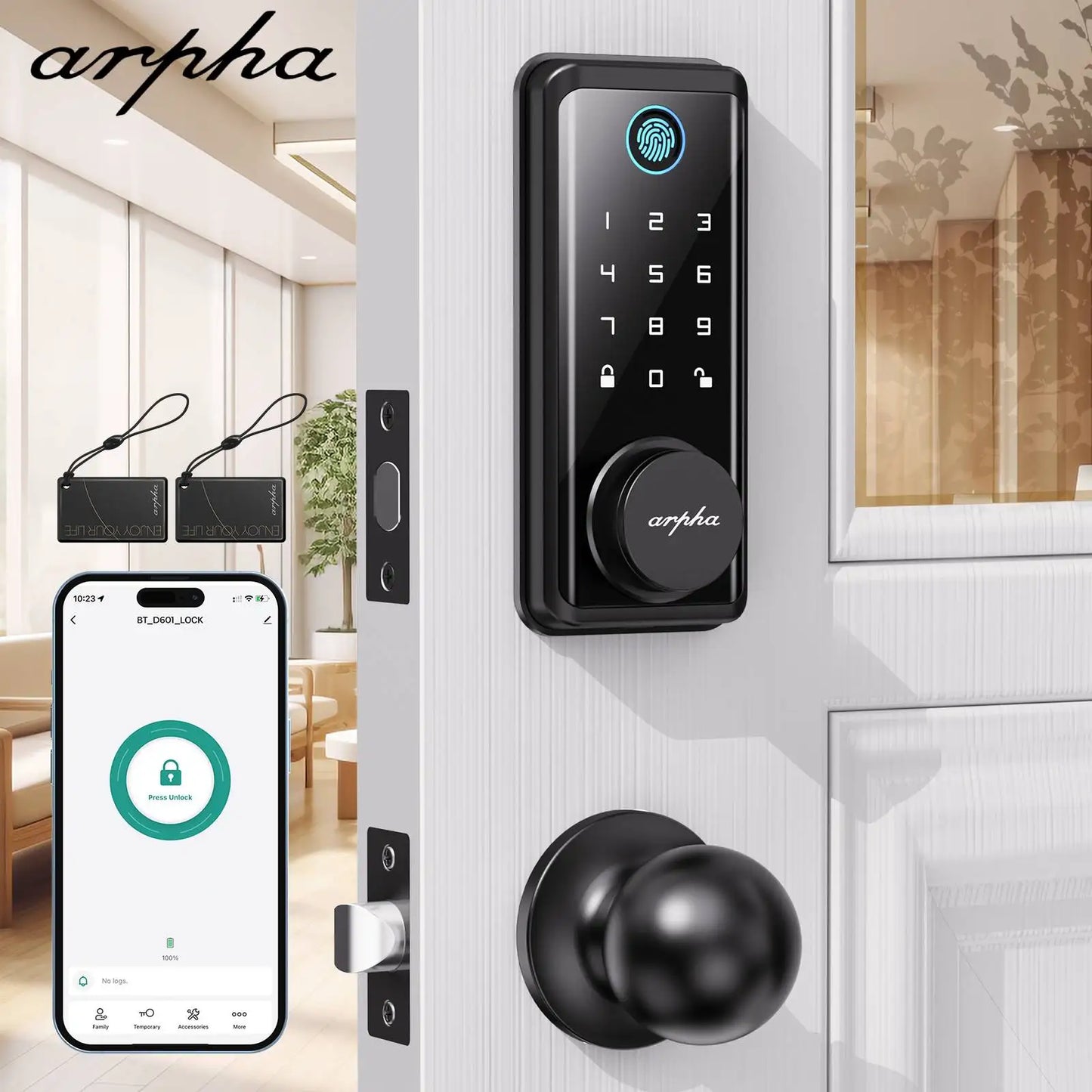 Smart Lock D601K Keyless Entry Door Lock Deadbolt with Handle Set Waterproof