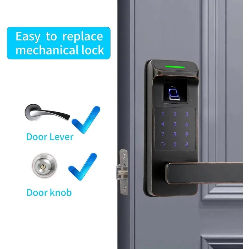 Fingerprint Door Lock, Heavy Duty Keyless Entry Door Lock, 5 in 1