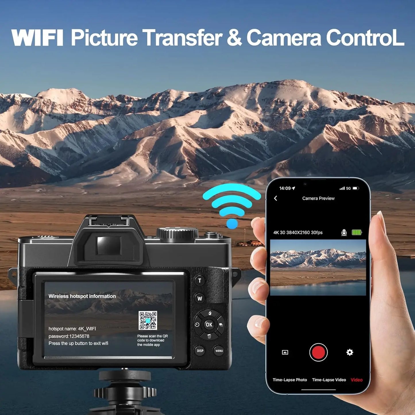 4K Digital Cameras for Photography,48MP Camera,Travel Vlogging