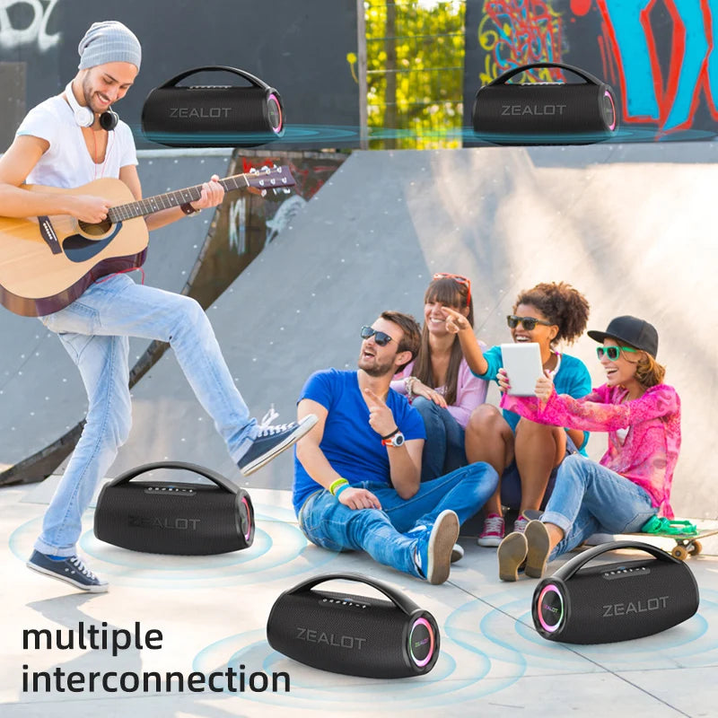 Zealot-S97 80W high power bluetooth speaker portable RGB colorful light