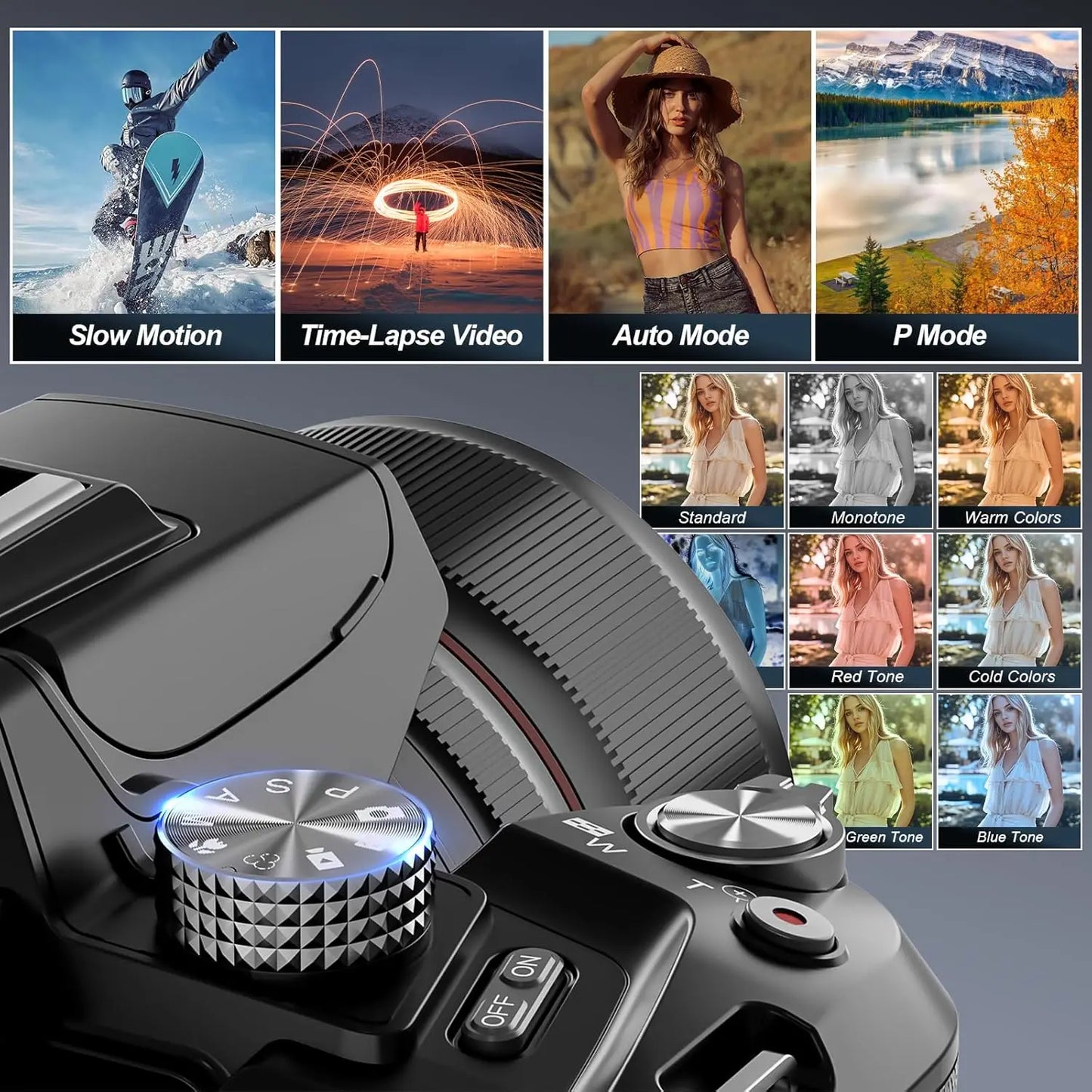 5K Digital Cameras For Photography, 16X Optical Zoom Camera With WiFi