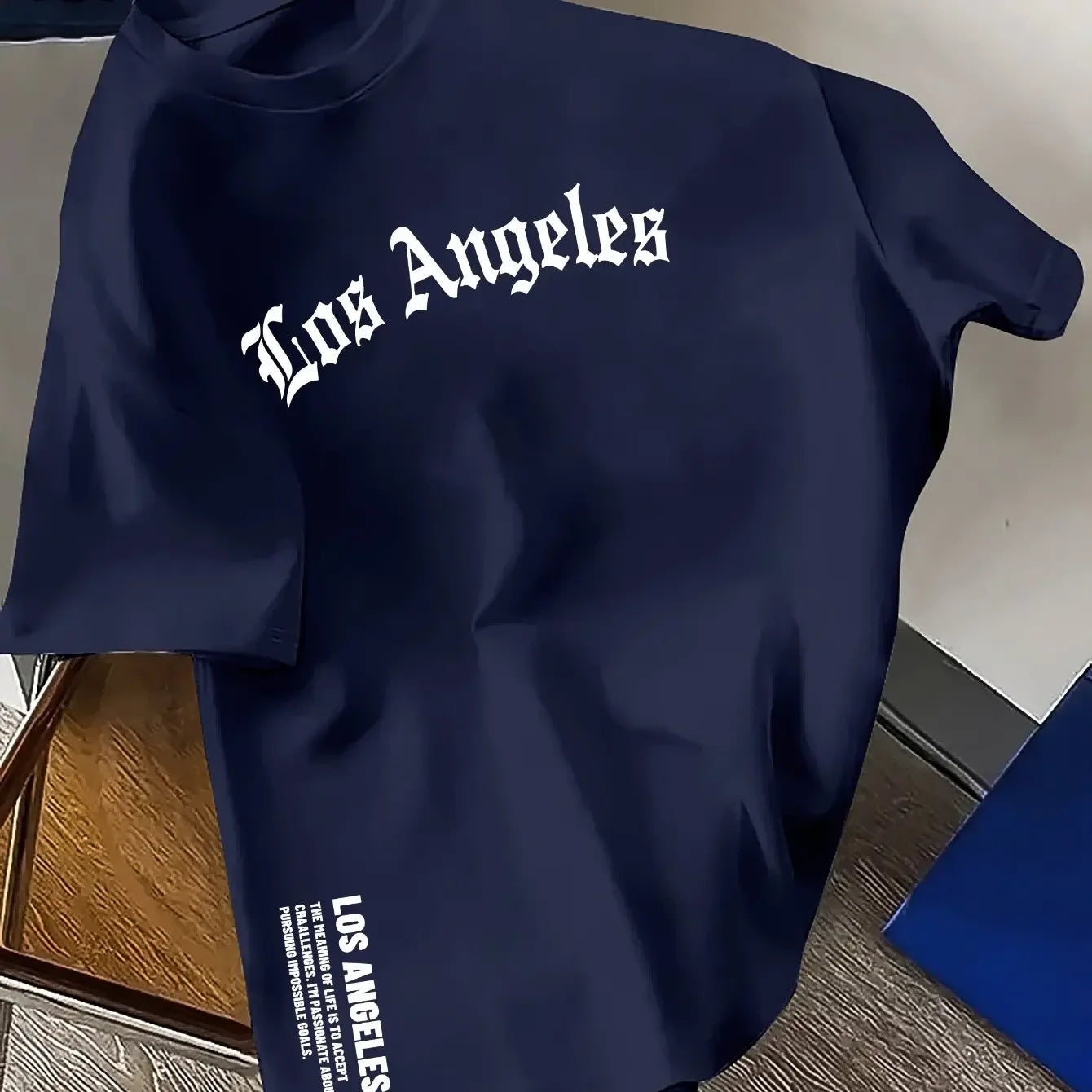 Men's Summer 100% Cotton Fashion Los Angeles Letter Printed Loose Large Casual