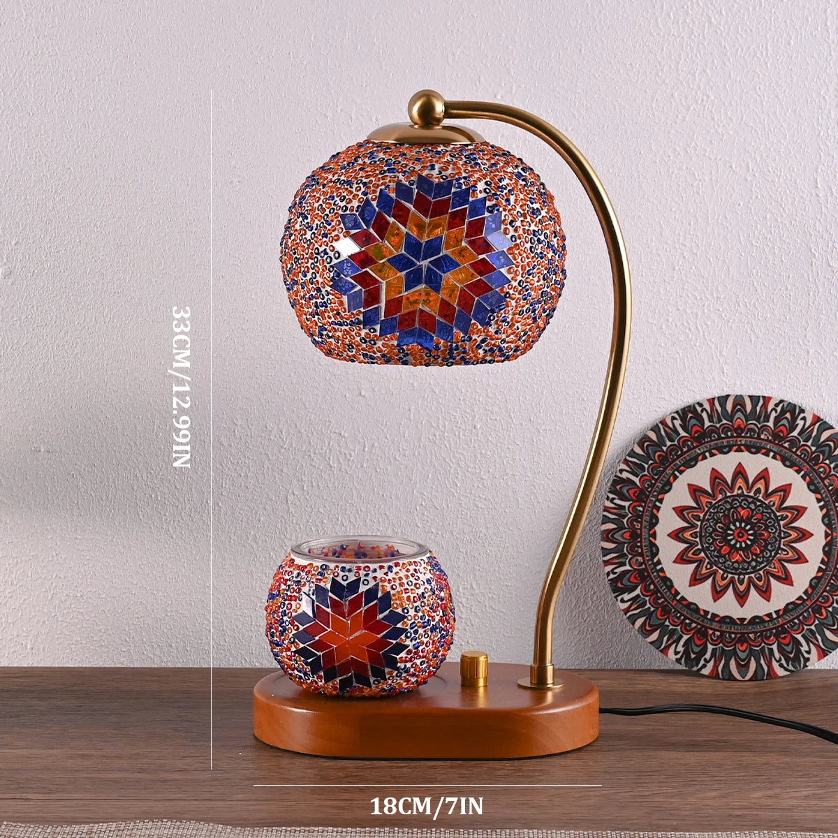 Bohemian style bedside lamp, 3 colors, hand-colored glass table lamp,