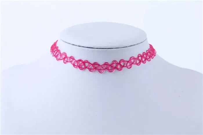 2PC/Lot Summer Style Girls Elastic Vintage Stretch Tattoo Choker Necklace Women