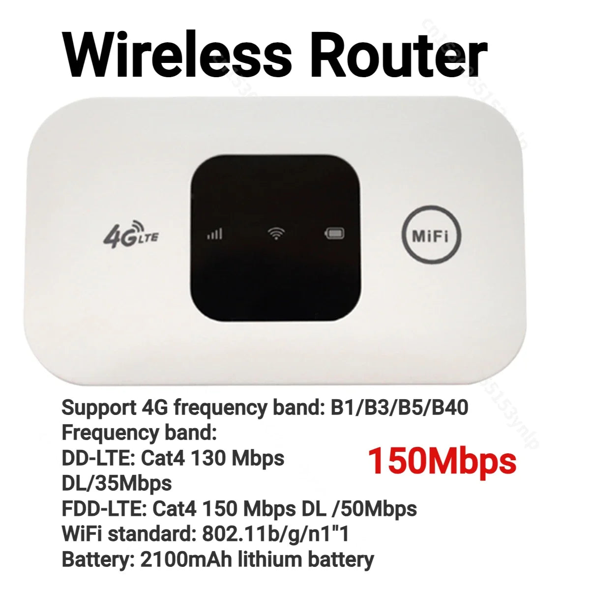 4G LTE Router 150Mbps Portable WiFi Repeater 3650mAh