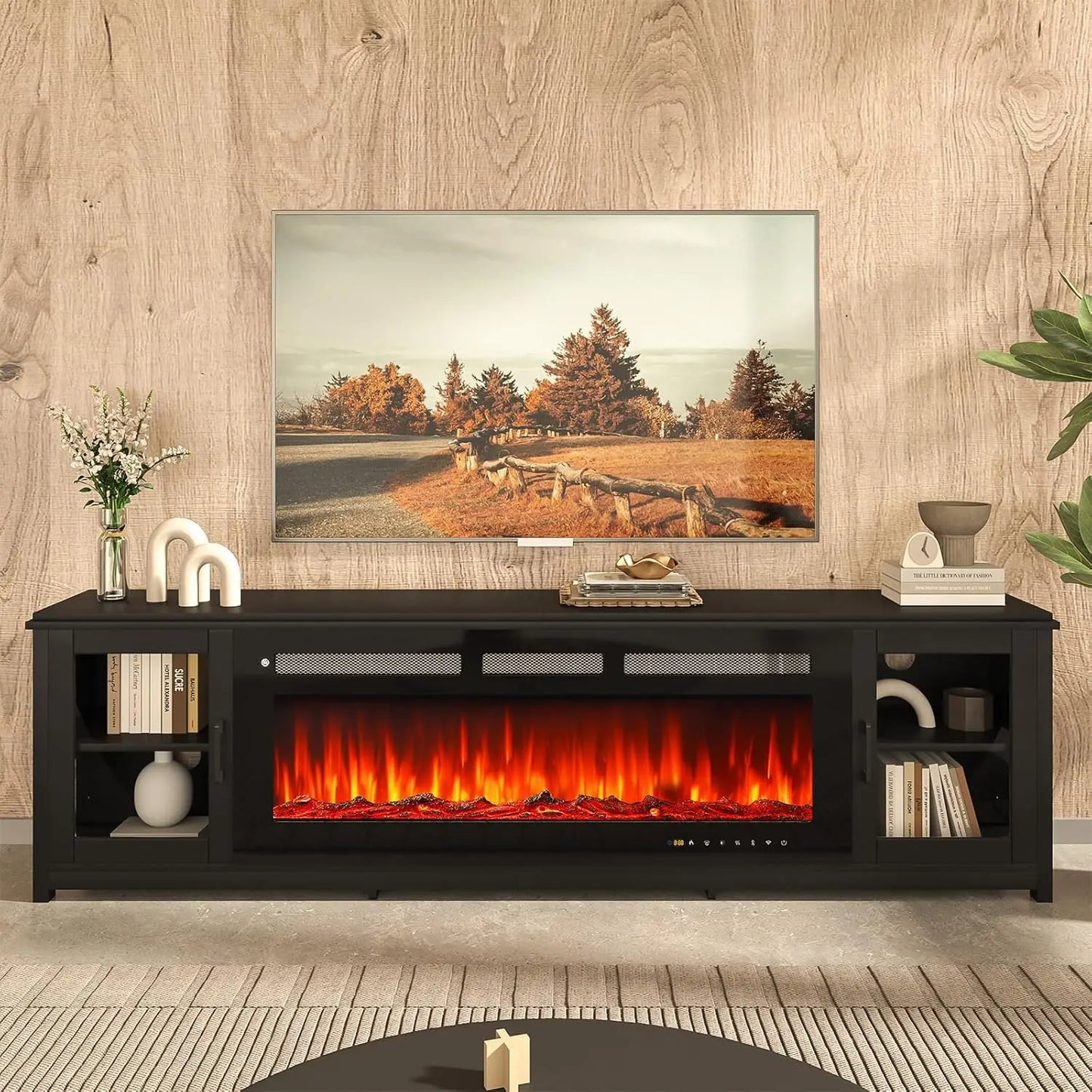 80" Fireplace TV Stand, 50 Inch Smart Fireplace & Modern