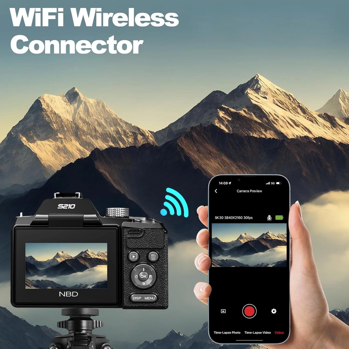 5K Digital Cameras For Photography, 16X Optical Zoom Camera With WiFi